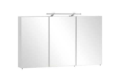 Schildmeyer Spiegelschrank 132253, Melaminharzbeschichtete Spanplatte, weiß, 120 x 16 x 75 cm