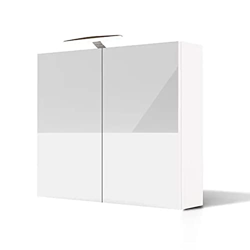 Artforma Spiegelschrank Bad mit Lumen Spiegelleuchte, Badlampe (70 x 60 x 17 cm) | Alpine White | Badschrank | Beleuchtet Badezimmerschrank | Stauraum und Steckdose in Weiß