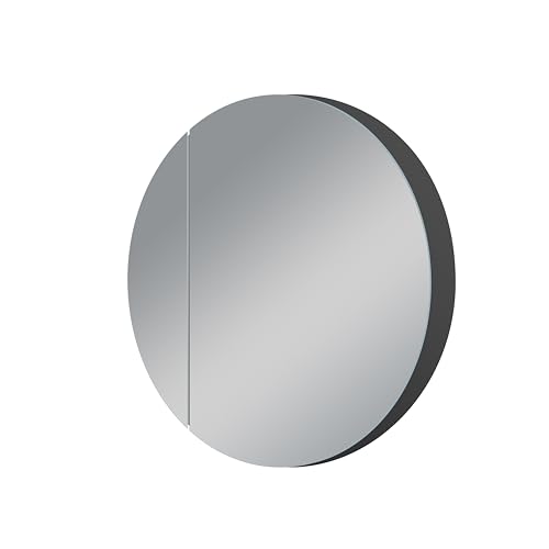 Talos Picasso Style Spiegelschrank schwarz Ø 60cm - mit hochwertigem Aluminiumkorpus - Modernes Badezimmermöbel mit integrierter LED Beleuchtung - Badspiegel mit praktischem