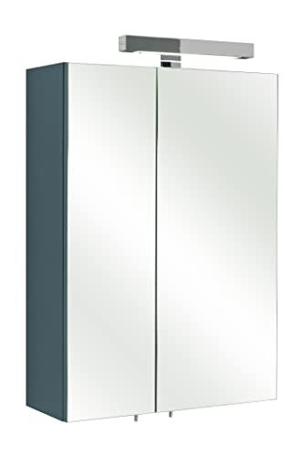 Pelipal Badezimmer-Spiegelschrank; 311 in Anthrazit-Grau mit LED-Beleuchtung, 50 cm breit | Badschrank; mit 2...