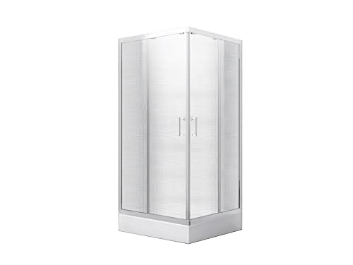 ECOLAM Duschkabine Modern 90 x 90 x 165 cm Viereck Strukturglas Duschabtrennung Dusche Schiebetüren strukturiert pflegeleicht
