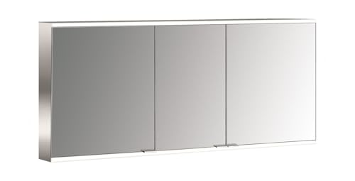 Emco Prime 2 Facelift Lichtspiegelschrank, 1400 mm, 3 Türen, mit verspiegelten Seitenwänden, Aufputzmodell, 9497, Farbe: Aluminium/Spiegel