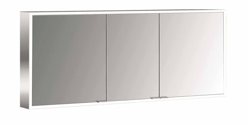 Emco Prime Facelift Lichtspiegelschrank, 1600 mm, 3 Türen, mit verspiegelten Seitenwänden, Aufputzmodell, 9497, Farbe: Aluminium/Weiss