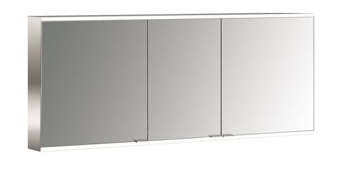 Emco Prime 2 Facelift Lichtspiegelschrank, 1600 mm, 3 Türen, mit verspiegelten Seitenwänden, Aufputzmodell, 9497, Farbe: Aluminium/Spiegel