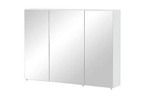 Schildmeyer Basic Spiegelschrank, Holzwerkstoff,Glas,Metall, Weiß, 100 cm