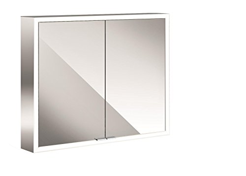 Emco asis Spiegelschrank mit LED-Beleuchtung (Breite 80 cm, Aufputz-Modell, verspiegelte Rückwand,...