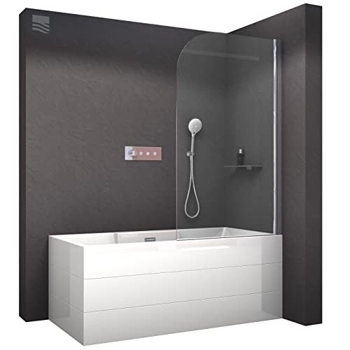 BERNSTEIN Badewannenaufsatz NT201 Duschwand für Badewanne, Faltwand für Wanne 80x140cm, Duschwand, Duschtrennwand aus ESG-Glas –Duschabtrennung Badewanne Profilfarbe Chrom