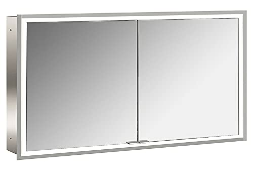 Emco Lichtspiegelschrank Prime mit rundum LED-Beleuchtung (133 cm breit), hochwertiger Badezimmerspiegelschrank als Unterputz-Modell, Badezimmerschrank mit 2 Türen und Lichtpaket