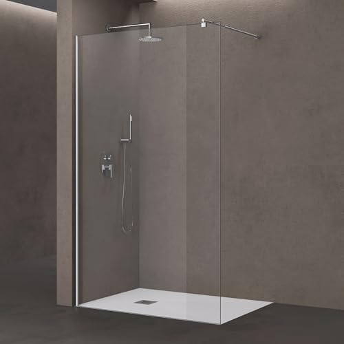 doporro Luxus Duschwand für Dusche Duschabtrennung 140x200cm Walk-In Dusche 8mm ESG-Sicherheitsglas Klarglas inkl. Nanobeschichtung Bremen01K