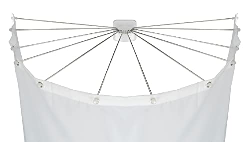 WENKO Duschschirm mit Edelstahl 12 Armen, Duschspinne als Duschvorhang, Duschvorhanghalter, 96 x 10,5 x 72 cm, Weiß