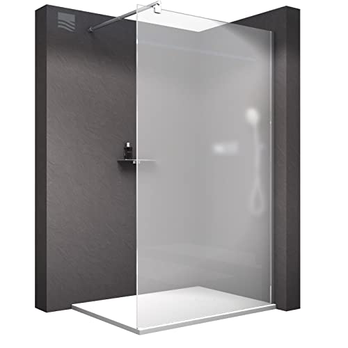 BERNSTEIN Duschwand Glas Duschabtrennung Walk-In Dusche Nano ESG Echtglas Duschtrennwand EX101 Milchglas 140 x 200 cm