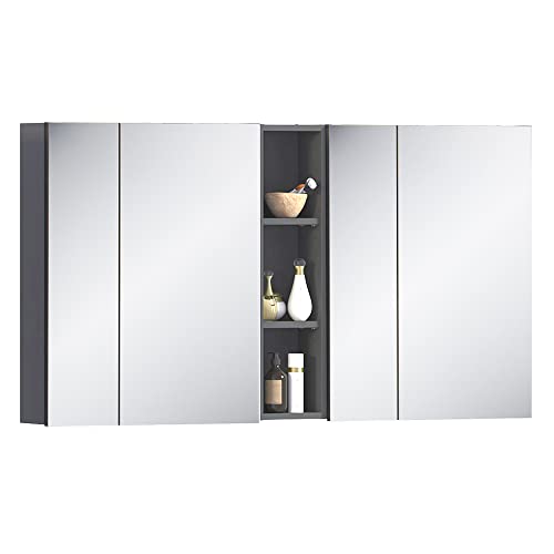 Lomadox Badezimmer Spiegelschrank 140 cm breit in anthrazit, B/H/T: ca. 140/75/16 cm