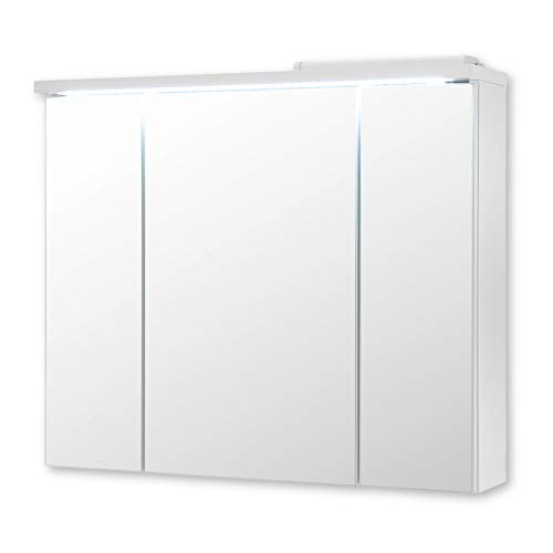 POOL Spiegelschrank Bad mit LED-Beleuchtung in Artisan Eiche Optik, Weiß - Moderner Badezimmerspiegel Schrank mit viel Stauraum - 60 x 68 x 20 cm (B/H/T)