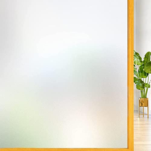 Cinbee Fensterfolie Selbsthaftend Blickdicht 44.5x200 cm, Milchglasfolie Selbstklebend Fenster, Sichtschutzfolie Matt für Badzimmer, Scheibenfolie Fenster Sichtschutz