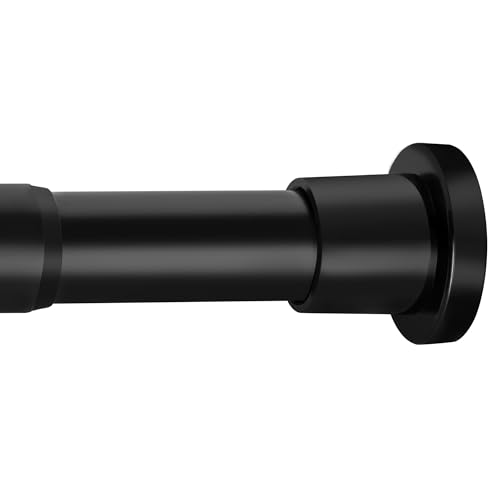 25 mm ausziehbare Duschvorhangstange, 73–224 cm, schwarze Teleskopstange mit Federspannung, für Duschkabinen, Badezimmer, Fenster