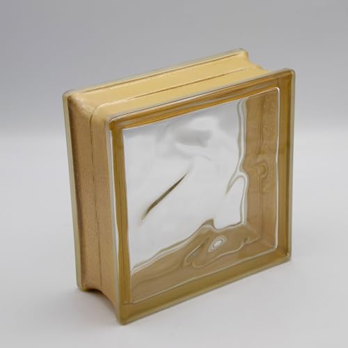 Design Glasbaustein Wolke Reflex gold, 19x19x8 cm - 6 Stück