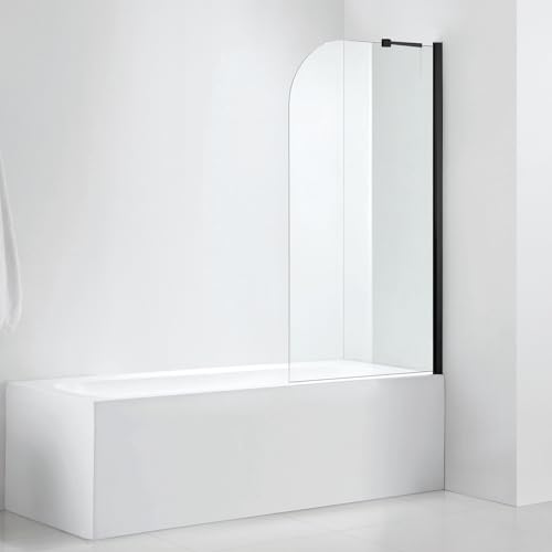 Mersviton Shower Screen for Bath Tubs, 81 x 132 cm (W x H) 6 mm Bath Shower Enclosure Safety Glass Shower Enclosure for Bath Tub