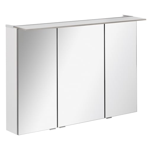 FACKELMANN B.PERFEKT LED Spiegelschrank 100 cm, Weiß Hochglanz, Energieeffiziente Beleuchtung, Maße: 100x69x15 cm, Made in Germany