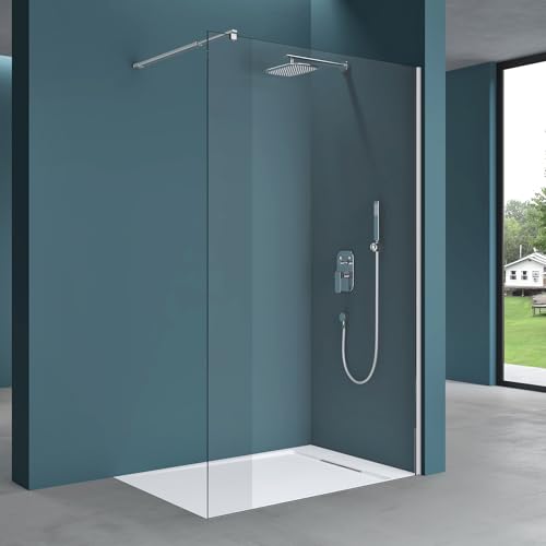 Mai & Mai 120x200cm Walk-In Dusche Duschwand für Dusche Duschabtrennung ESG-Sicherheitsglas 10mm NANO Glas BRAM3 Bremen2K