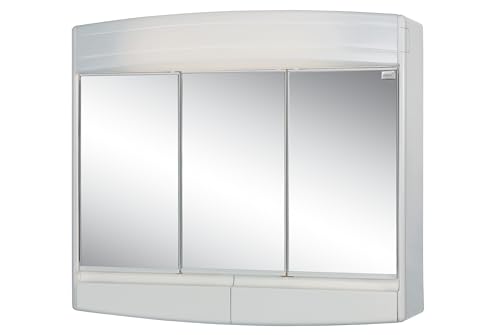 Sieper Spiegelschrank Topas Eco mit LED Beleuchtung 60 cm breit, Kunststoff Spiegelschrank in Weiß inkl. Steckdose