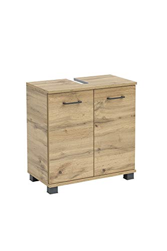 Schildmeyer Nora Waschbeckenunterschrank 144919, Holzverbundwerkstoff, Eiche Landhaus Dekor, 60 x 32,6 x 63,5 cm (B/T/H)