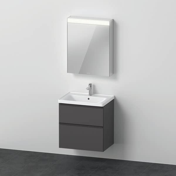 Duravit D-Neo Möbel-Set, Möbelwaschtisch mit Waschtischunterschrank wandhängend und LED Spiegelschrank (Anschlag rechts), 650x2000mm, DE0115R, Farbe: Graphit Matt Dekor