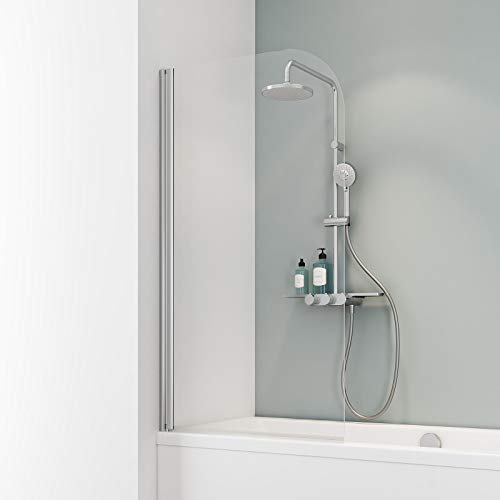 Schulte D1650 41 50 Komfort Duschabtrennung für Badewanne, Chromoptik, Sicherheitsglas ohne Beschichtung