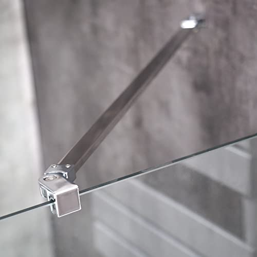 WITEN&NOCK Stabilisationsstange für Duschwände 70 cm Duschkabinen Glasstäke 6 mm 8 mm 10 mm drehbar Haltestange Glas-Wand ‎Stabilisationsbügel aus Edelstahl Eckig Chrom Optik