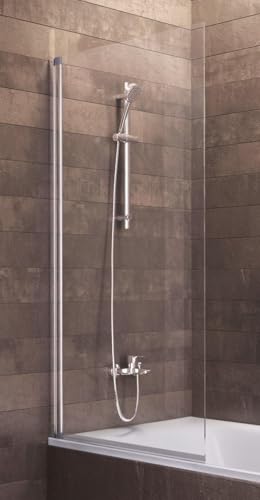 Schulte Duschwand Berlin, 70 x 120 cm, 5 mm Sicherheitsglas klar hell, alunatur, D16504 01 50, Duschabtrennung für Badewanne