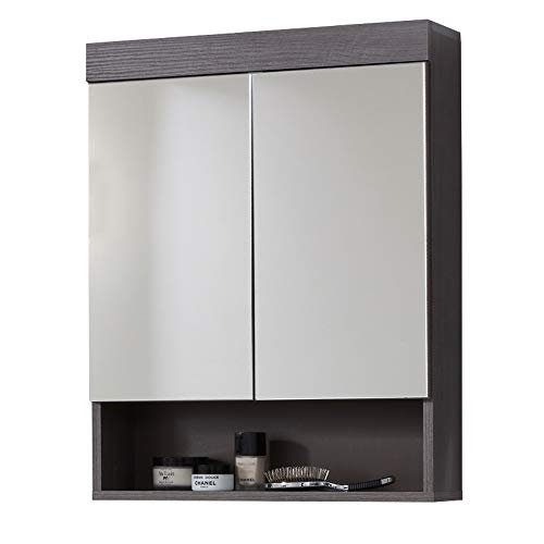 trendteam smart living - Spiegelschrank Spiegel - Badezimmer - Runner - Aufbaumaß (BxHxT) 58 x 75 x 18 cm - Farbe Sardegna Rauchsilber - 158150121