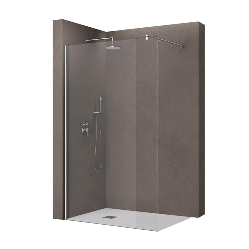 doporro Luxus Duschwand für Dusche Duschabtrennung 120x200cm Walk-In Dusche 10mm ESG-Sicherheitsglas Klarglas inkl. Nanobeschichtung Bremen02K