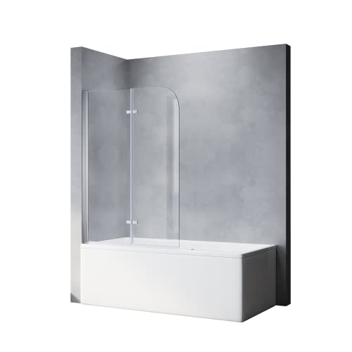 SONNI Duschwand für badewanne 100x130cm Duschwand Glas 6mm Nano Glas 2-Teilig Duschwand Badewanne Faltbar Badewannenaufsatz Duschabtrennung