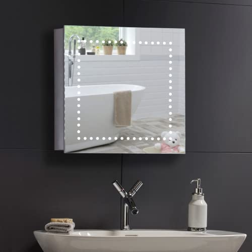 Mood LED beleuchteter Badezimmer Spiegelschrank mit Antibeschlag-Pad, Steckdose, Sensor-Schalter und...