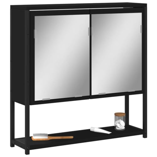 AUUIJKJF Home Items, Badezimmer-Spiegelschrank, Schwarz, 60 x 16 x 60 cm, Holzwerkstoff, Anzugmöbel