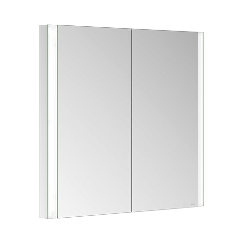 Keuco Unterputz LED-Spiegel-Schrank, Wandeinbau Badezimmer-Spiegelschrank mit Beleuchtung, Aluminium-Korpus, verspiegelt, 2 symmetrische Türen, 80 x 71 x 11,5cm, Royal Linde