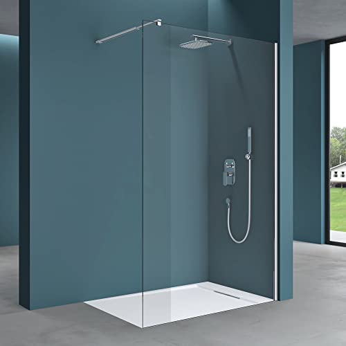 Mai & Mai 100x200cm Walk-In Dusche Duschwand für Dusche Duschabtrennung ESG-Sicherheitsglas 8mm NANO Glas BRAM3 Bremen1K