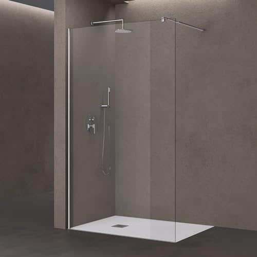 doporro Luxus Duschwand für Dusche Duschabtrennung 100x200cm Walk-In Dusche 8mm ESG-Sicherheitsglas Klarglas inkl. Nanobeschichtung Bremen01K