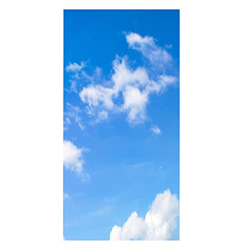 Fensterfolie 3D Fensterfolie Selbstklebend Blickdicht Statische Folie ohne Klebstoff Sichtschutz Milchglas Fensterfolien Büro und Zuhause Dekofolie Anti-UV 45x300 cm - Blauer Himmel Und Weiße Wolken
