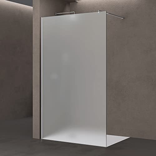 doporro Luxus Duschwand für Dusche Duschabtrennung 140x200cm Walk-In Dusche 8mm ESG-Sicherheitsglas Vollsatiniert inkl. Nanobeschichtung Bremen01VS