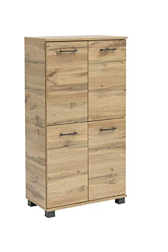 Schildmeyer Nora Highboard 144971, Eiche Landhaus Dekor, 60 x 32,6 x 117 cm (B/T/H)