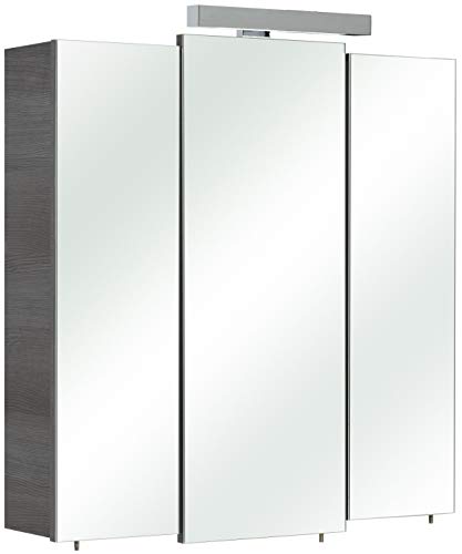 Pelipal Badezimmer-Spiegelschrank Quickset 352 in Graphit Struktur quer Nachbildung mit LED-Beleuchtung, 68 cm...