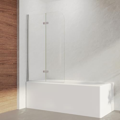 IMPTS Duschwand für Badewann Faltbar 2 teilig 120x140cm Badewannenaufsatz Badewannenfaltwand Duschabtrennung 180° Faltwand aus 6mm ESG-Sicherheitsglas inkl. NANO-Beschichtung
