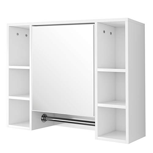EUGAD Spiegelschrank Badezimmerspiegel Hängeschrank Badezimmer Wandschrank Badschrank mit 8 Ablagen mit Tür...