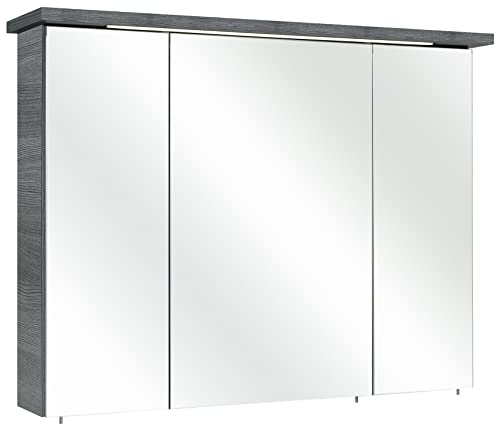 Pelipal Badezimmer-Spiegelschrank Quickset 328 in Graphit Struktur quer Nachbildung mit LED-Beleuchtung, 75 cm...