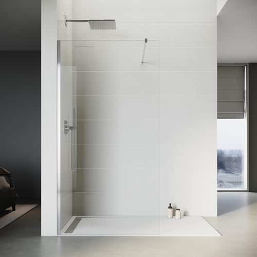 SONNI Duschwand Glas 100 x 200 cm Walk In Dusche 8 mm NANO Glas Duschtrennwand Glas Badewanne Duschwand