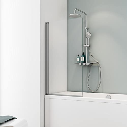 Schulte Duschwand Berlin, 70 x 130 cm, 5 mm Sicherheitsglas klar hell, alunatur, D16503 01 50, Duschabtrennung für Badewanne