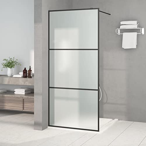 Duschwand für Begehbare Dusche Schwarz 90x195cm Matt ESG-Glas,152111