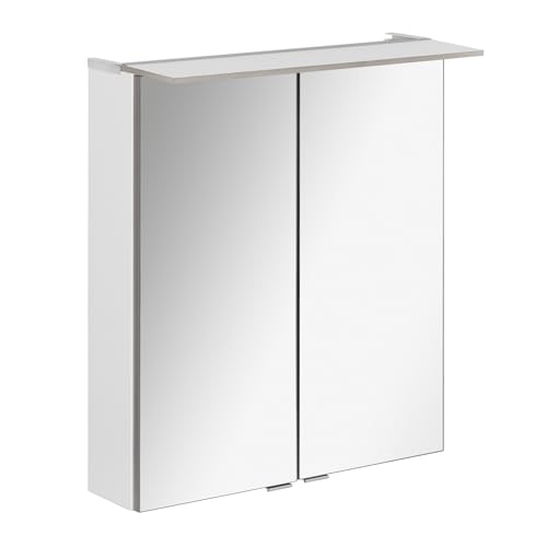 FACKELMANN B.PERFEKT LED Spiegelschrank 60 cm – Energieeffiziente LED-Beleuchtung, Weiß matt, Made in Germany, Ideal für kleine Bäder (60 x 69 x 15 cm)