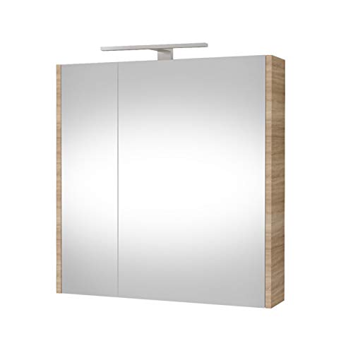 Planetmöbel Spiegelschrank Badezimmer WC Badezimmerschrank 64cm breit (Sonoma Eiche)