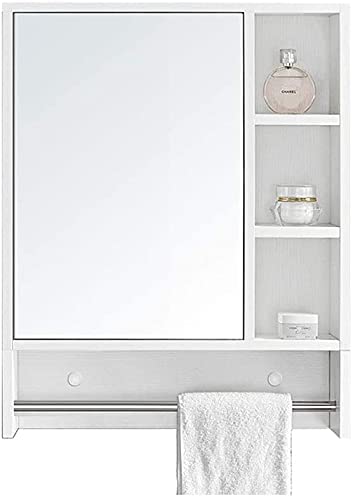 YhOuuA Badezimmer-Wandschrank, Holz, Badezimmer-Spiegelschrank, Wand-Aufbewahrungseinheit, Spiegelschrank mit Regal und Handtuchhalter, Toilette, Badezimmer
